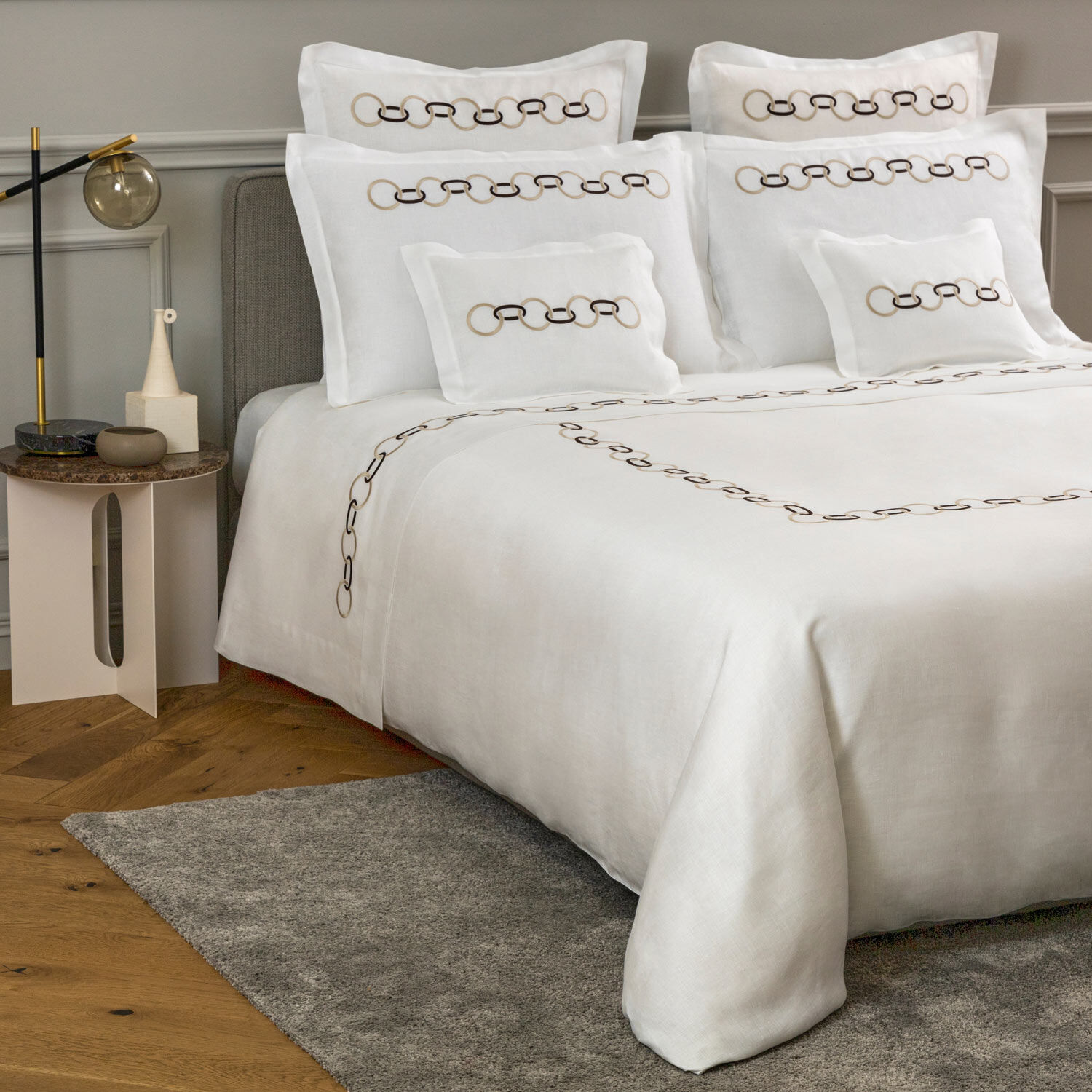 Links Embroidered Pure Linens Sham