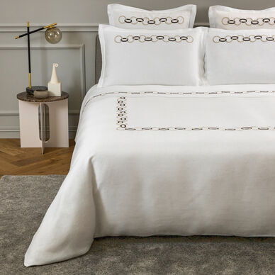 Links Embroidered Pure Linens Duvet Cover