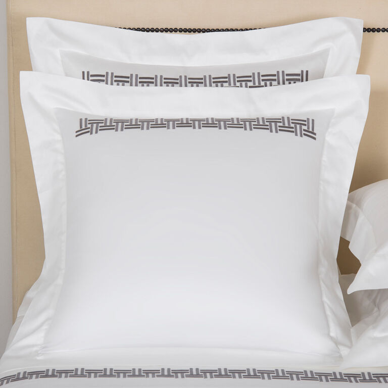 slide 1 Basket Weave Embroidered Euro Sham