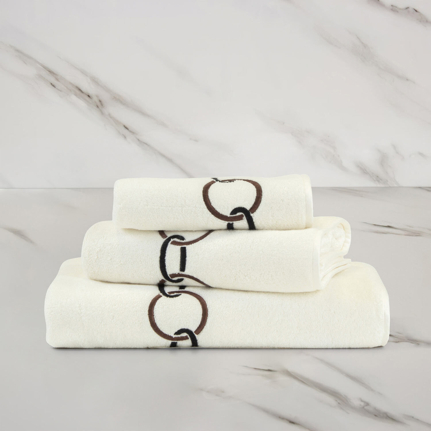 Lanes Border Hand Towel White