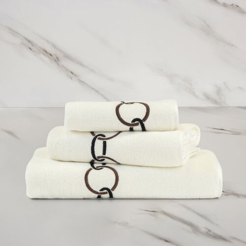 Frette - Links Embroidered Towel - Savage Beige/Gray - Bath Sheet