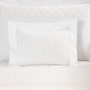 slide 1 Basket Weave Embroidered Boudoir Sham