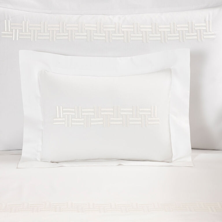 slide 1 Basket Weave Embroidered Boudoir Sham