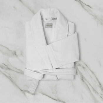 Velour Shawl Collar Robe White