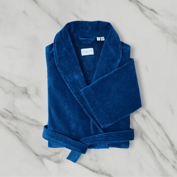 Velour Shawl Collar Robe Navy