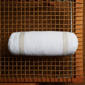 slide 2 Light Terry and Linen Crepe Neck Roll