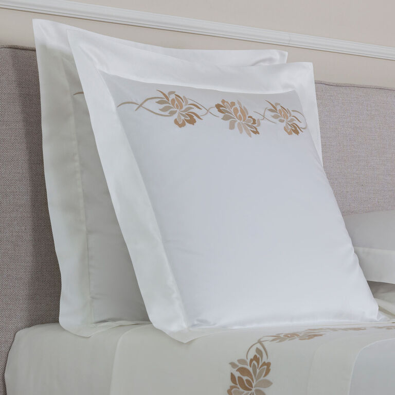 slide 2 Lotus Flower Embroidered Euro Sham