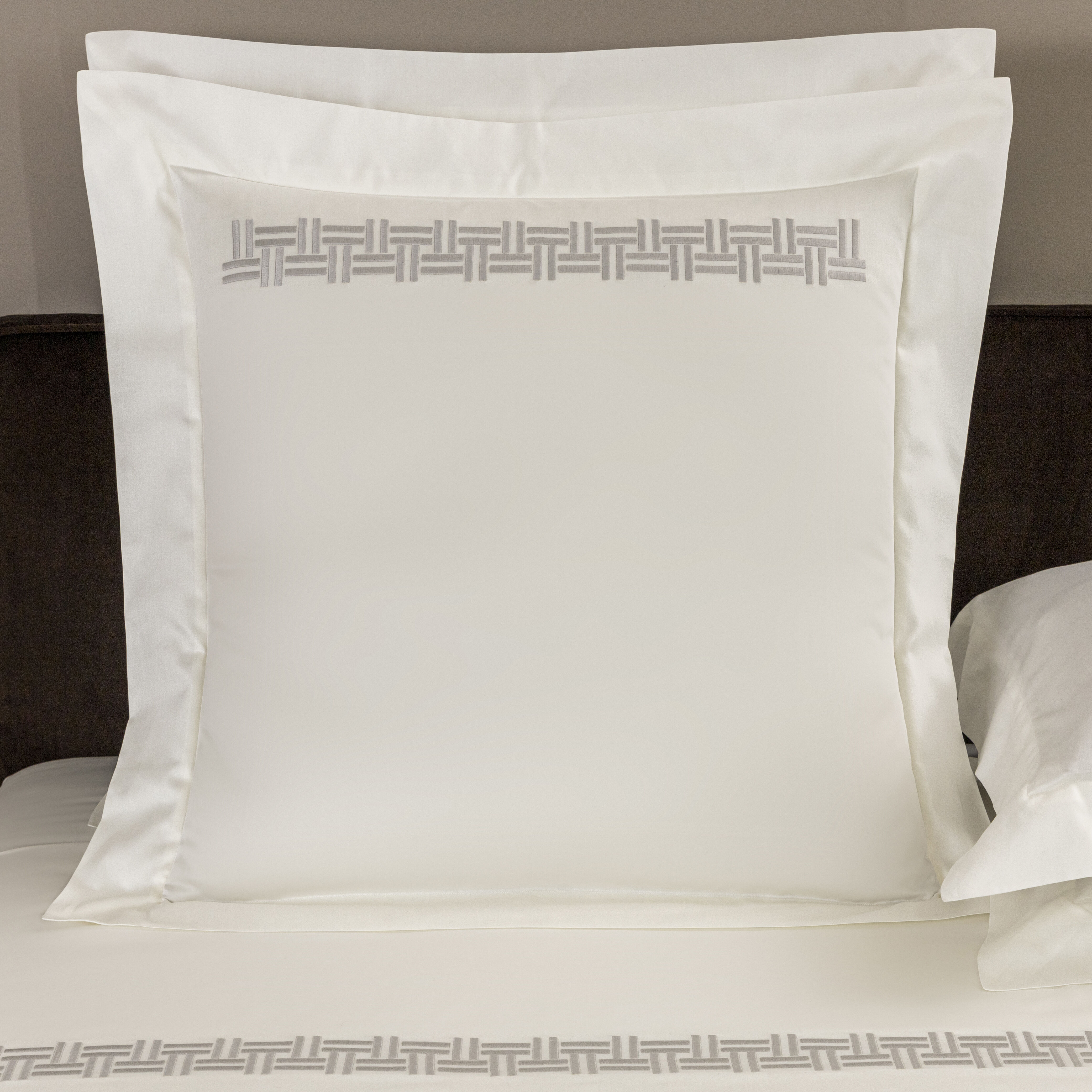 slide 1 Basket Weave Embroidered Euro Sham