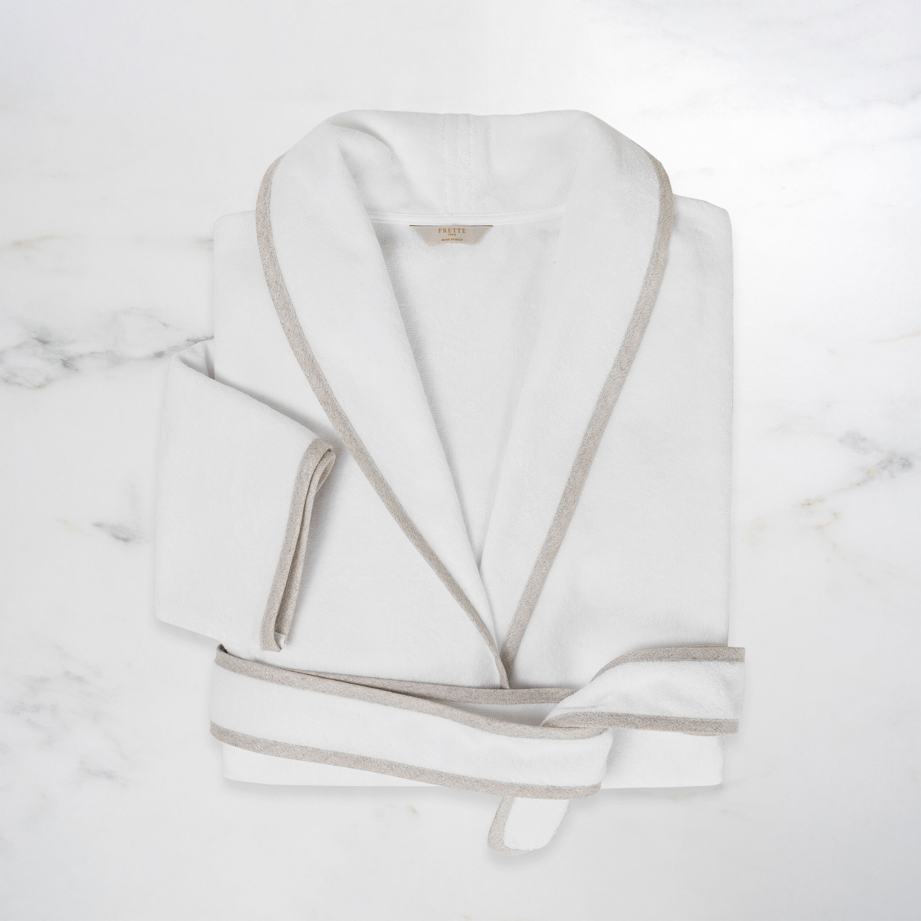 Light Terry and Linen Crepe Bathrobe