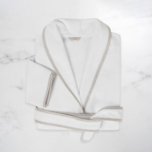 slide 1 Light Terry and Linen Crepe Bathrobe
