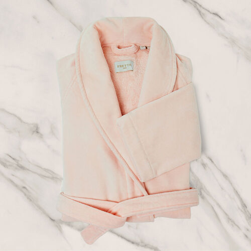 Velour Shawl Collar Robe Rose | Frette