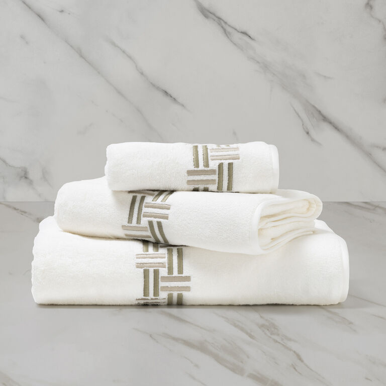 slide 1 Basket Weave Embroidery Bath Towel
