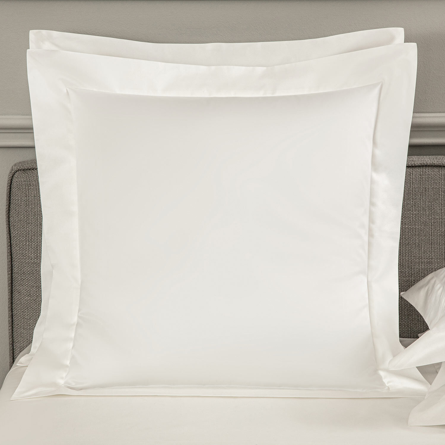 NEW FRETTE  At Home NOTO RICAMO Euro Standard Pillow Shams White Stone Set of 2 