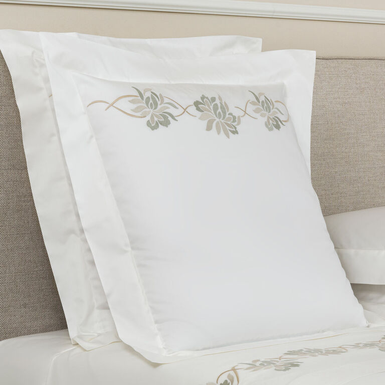 slide 2 Lotus Flower Embroidered Euro Sham