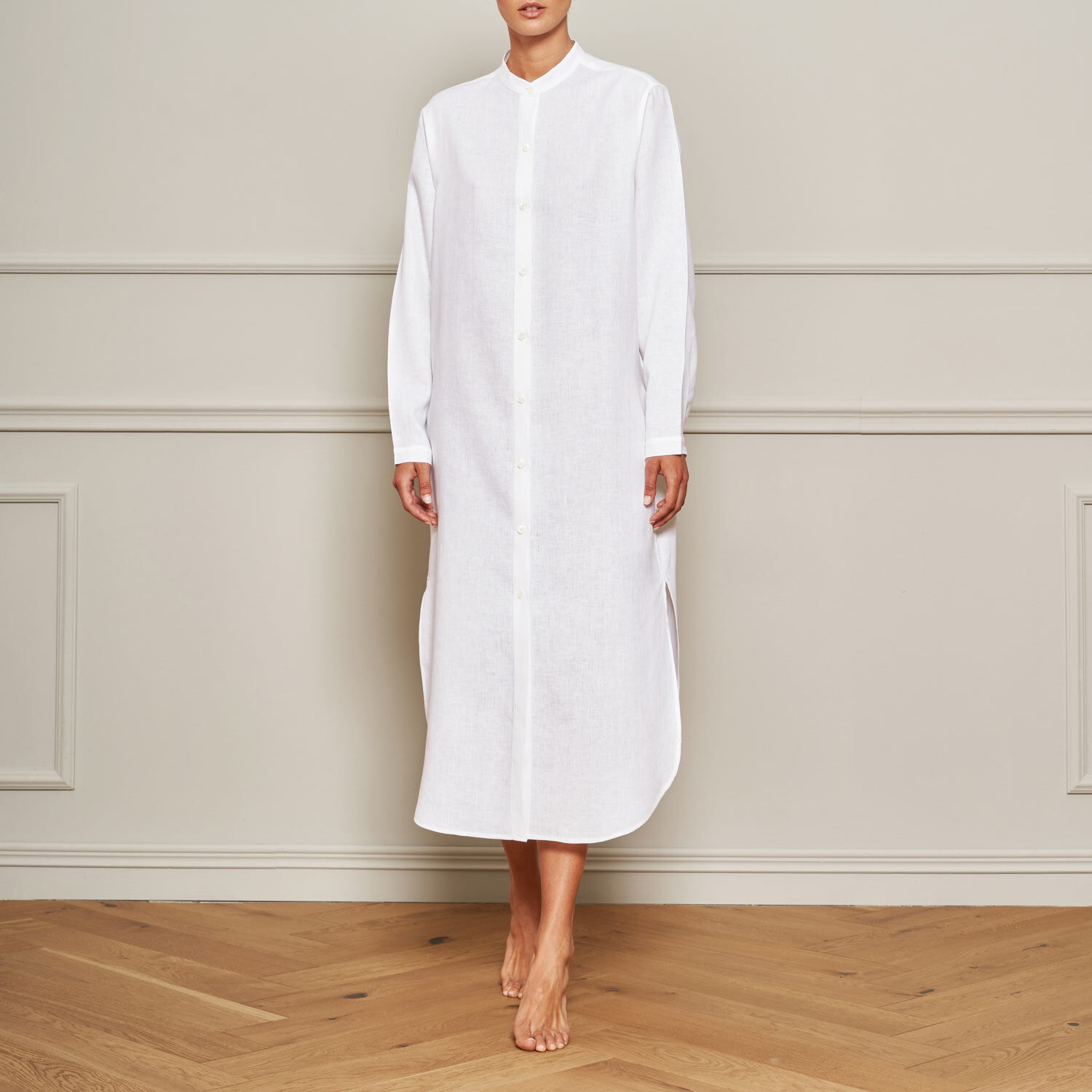 Long linen on sale nightgown