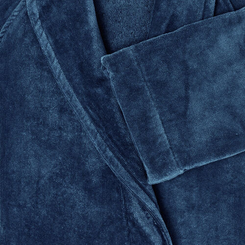 slide 2 Velour Shawl Collar Robe Navy