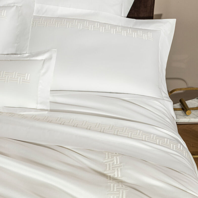 Basket Weave Embroidered Duvet Cover Frette
