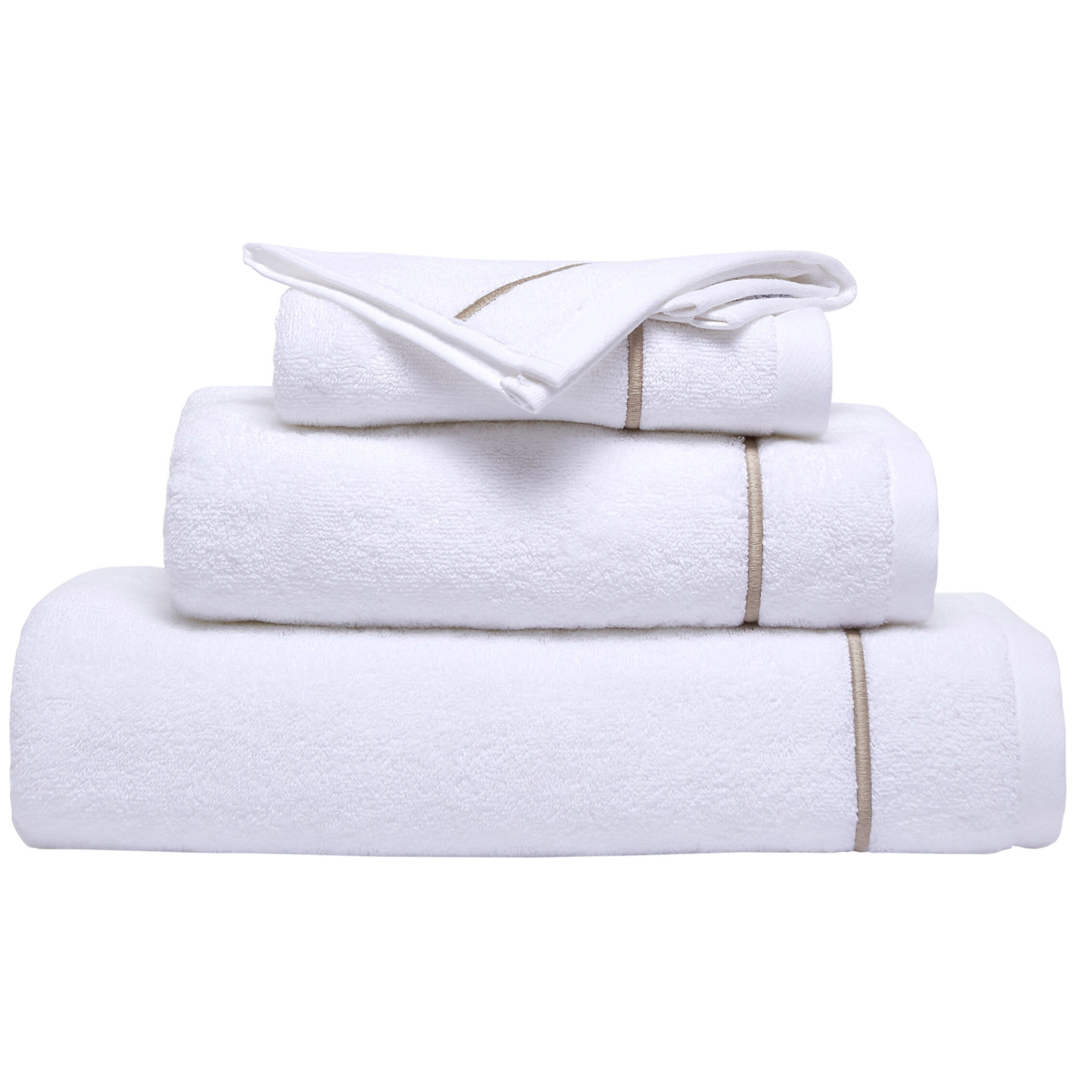 White Hotel Collection Embroidery Line Cotton Hand Towels set of 2