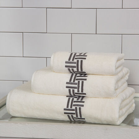 Basket Weave Embroidery Bath Towel