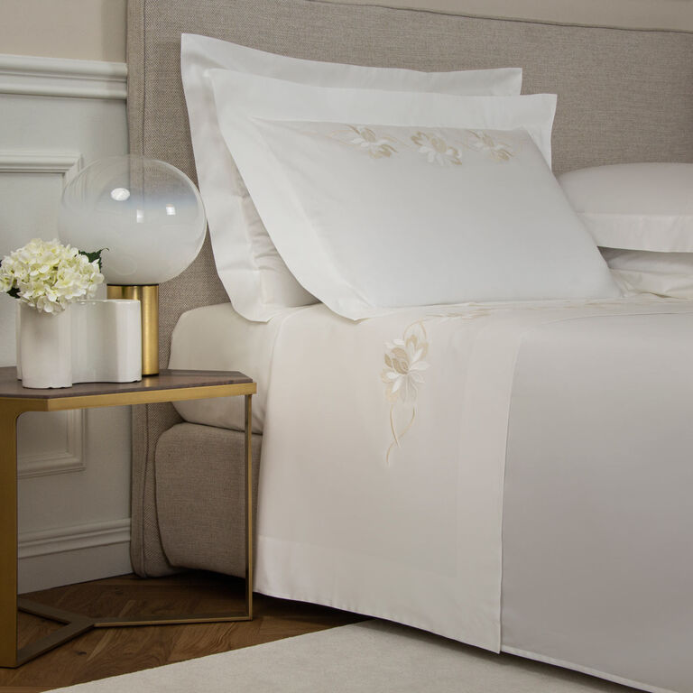 slide 1 Lotus Flower Embroidered Sheet Set