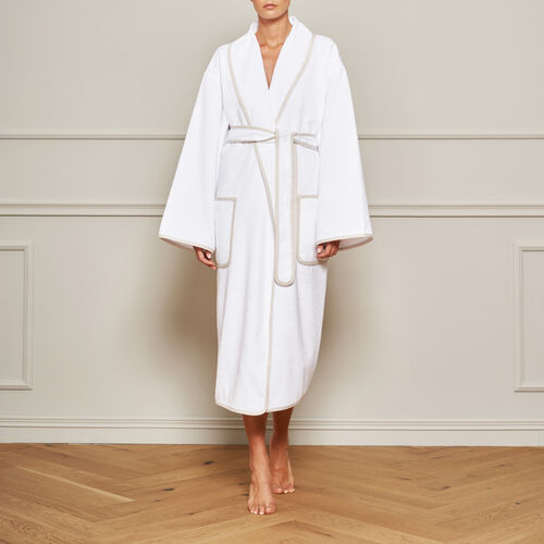 Light Terry and Linen Crepe Bathrobe