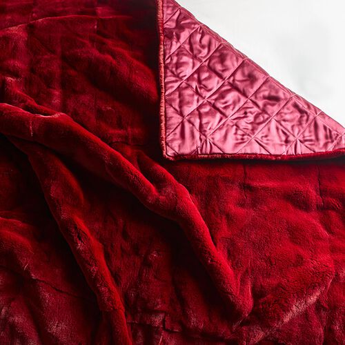 Mink Fur Throw Merlot Frette