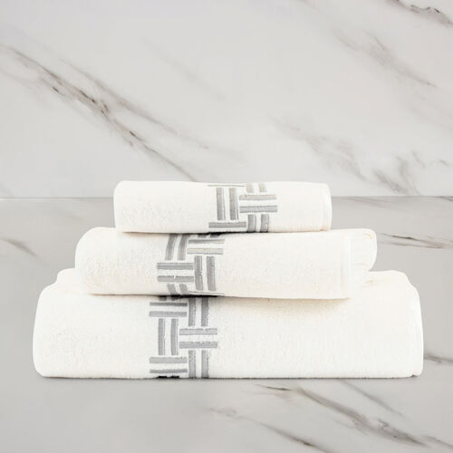 Basket Weave Embroidered Bath Towel Frette