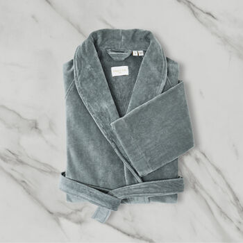 Velour Shawl Collar Robe Grey