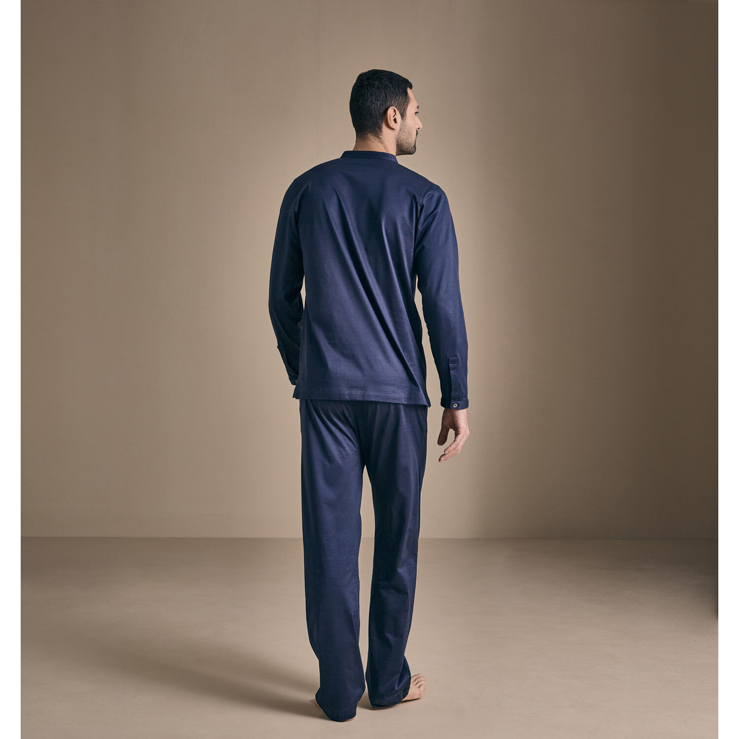 Frette Men's Noblesse Pyjamas in Blue Navy Size Medium, Cotton Sateen | Made in Italy