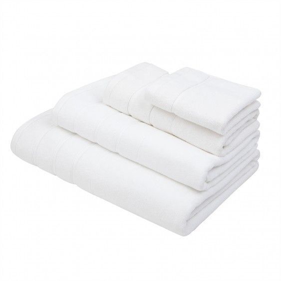 White Classic Luxury Cotton Bath Towels Large | Hotel Bathroom Towel | 27 x  54 | 4 Pack | White