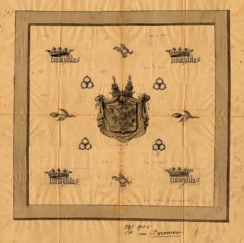 2 of 4: Borromeo Italian Royal Family emblem proof of weave 1905